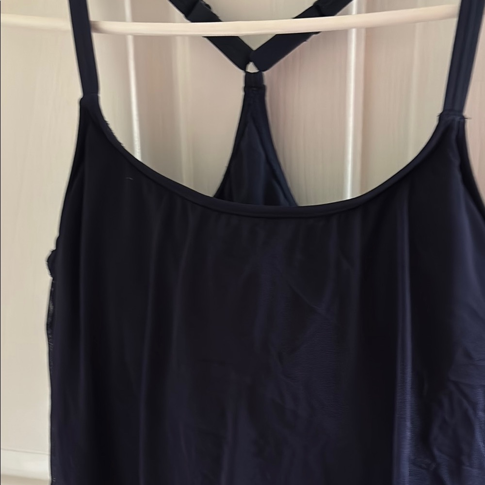 Elegant Navy Tankini with Floral Detail
